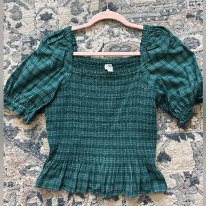 J Crew Flannel Peplum Top